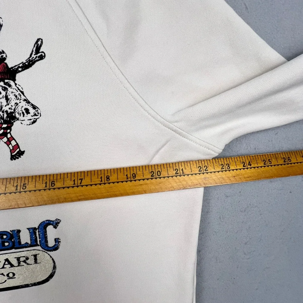 Banana Republic Sweatshirt Mens Large Cream Reindeer Safari Graphic Terry HOL19